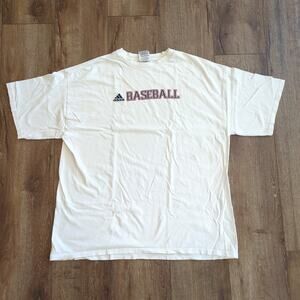 Y2K Adidas Baseball Men's XL Shirt Embroidered MLB Sports Spellout Logo Stripe